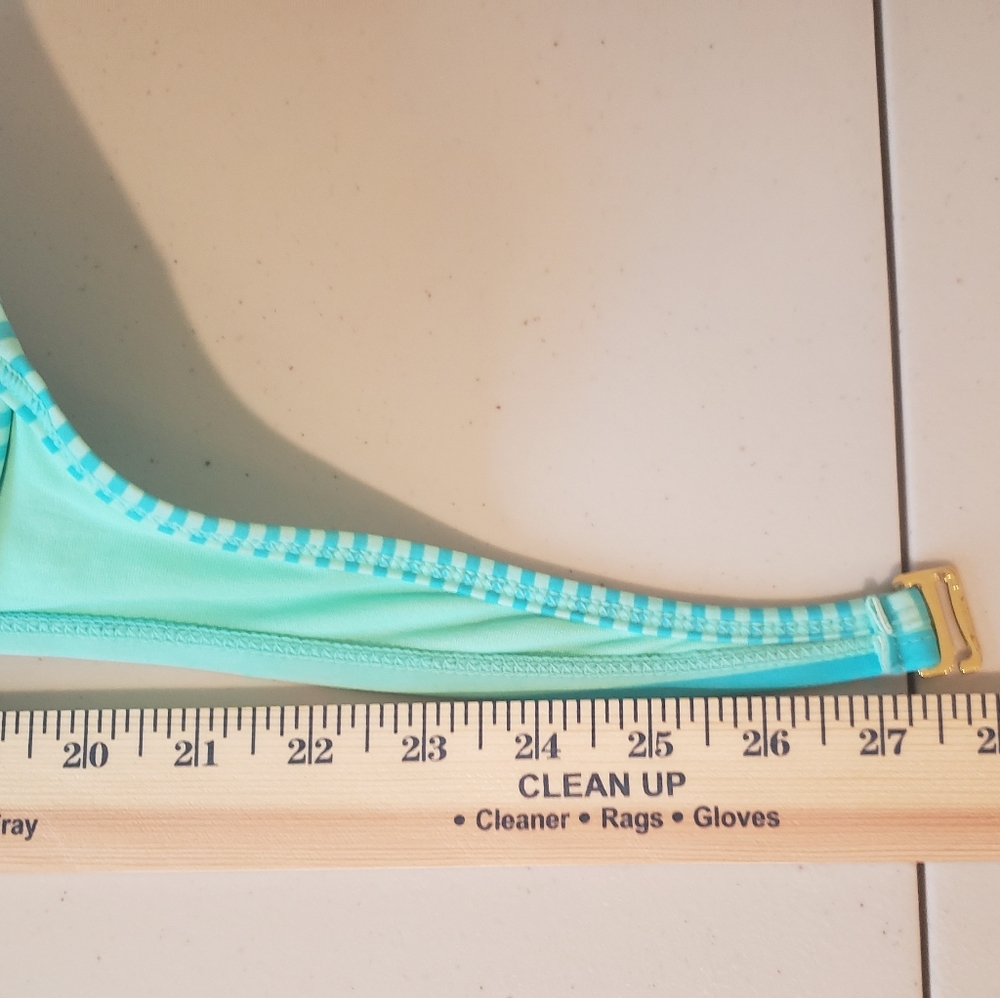 Arizona Jean Bikini Top Push Up Padded Lifht Blue Light Green Striped Size Large - Picture 10 of 10